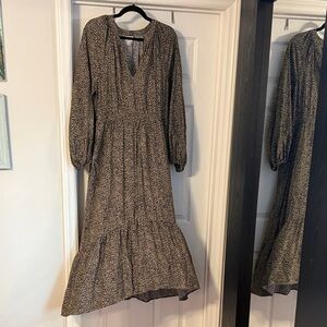 a new day Long Sleeve Black and White Patterned Dress